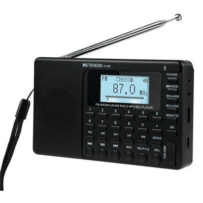 Retekess V115P Portable Shortwave Radio AM FM SW WB W/Bluetooth, Rec, TF, AUX