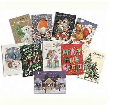 Box of 50 Assorted Bulk Christmas Cards Traditional and Cute - Royal Mail Track
