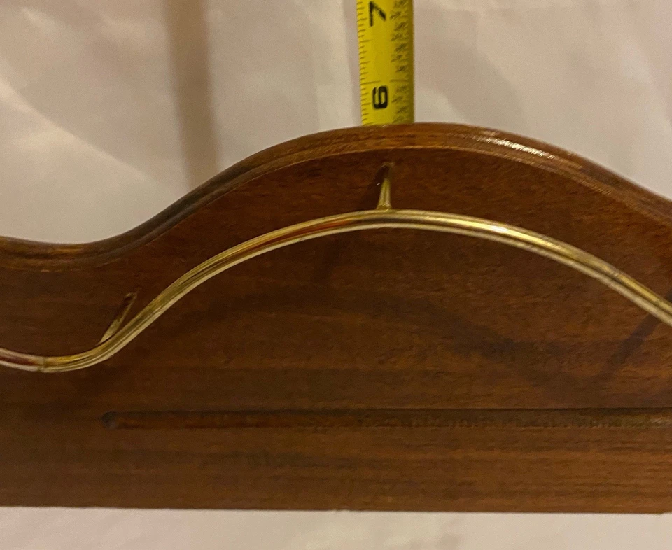 VINTAGE HOME INTERIOR SOLID WOOD BRASS CAPTAIN RAIL WALL SHELF … - Image 4 of 4