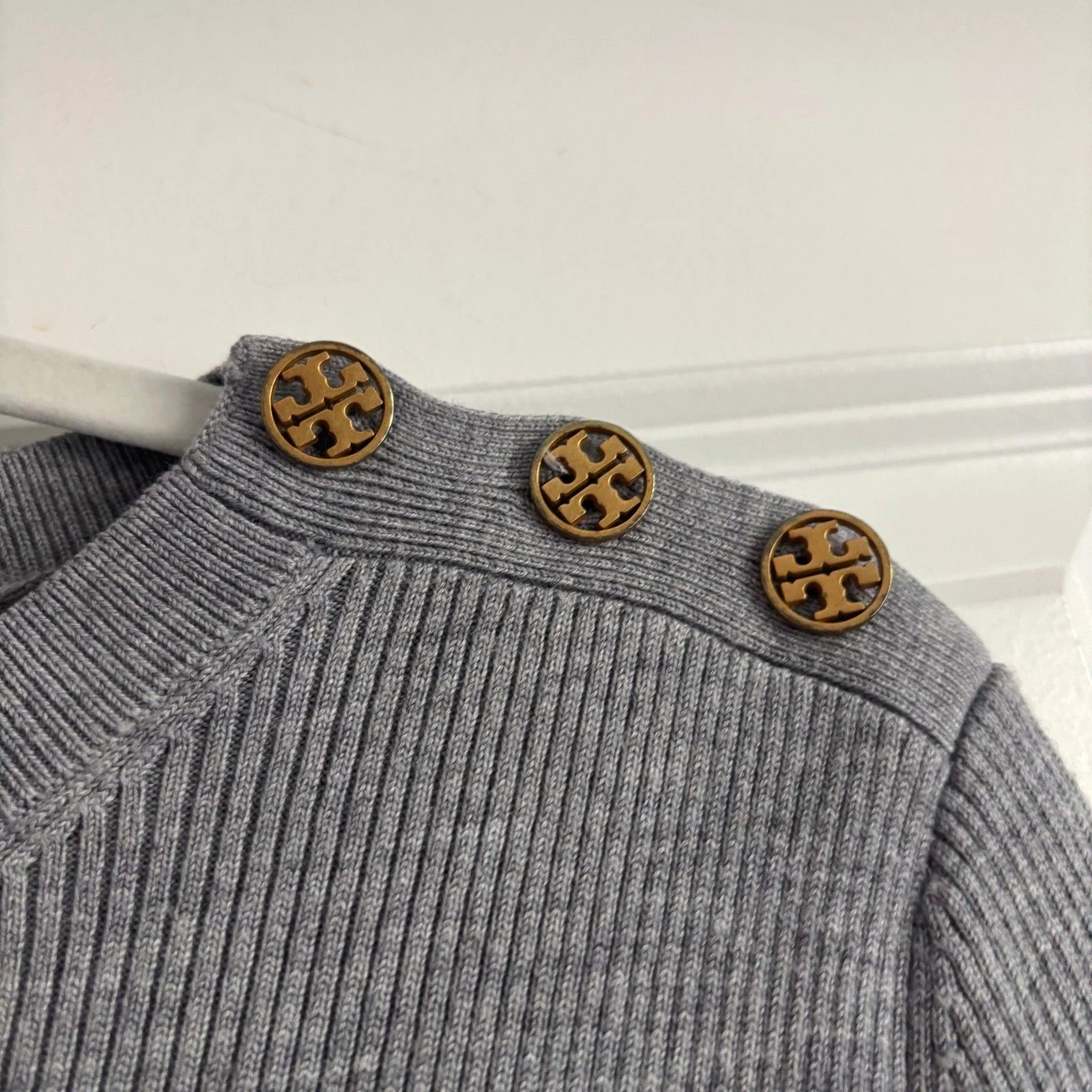 Abito maglione Tory Burch us intime ottimeioni cond lanano merinote aderent svasat manic lungao grigio t