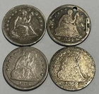 Lot of 4 Seated Liberty Quarter (1854, 1857, 1858-S, 1876)