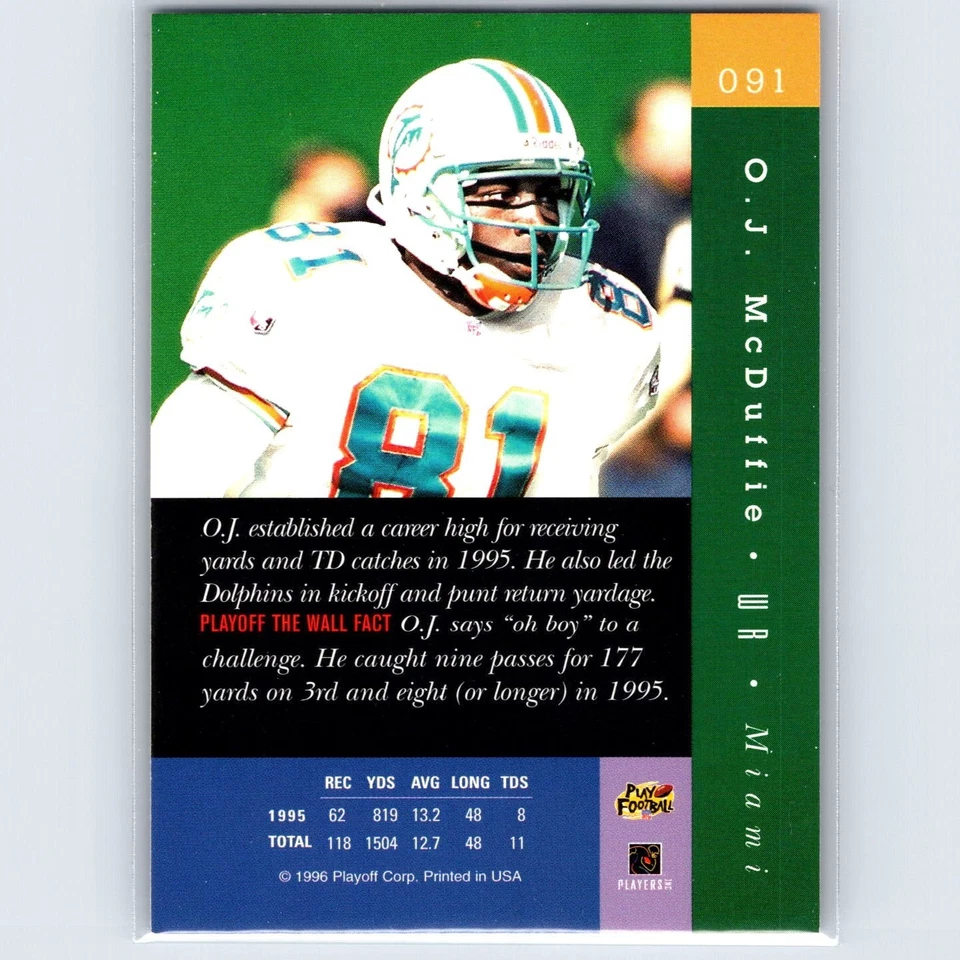 1996 Playoff Absolute - O.J. McDuffie #091 - Miami Marlins - Image 2 of 2