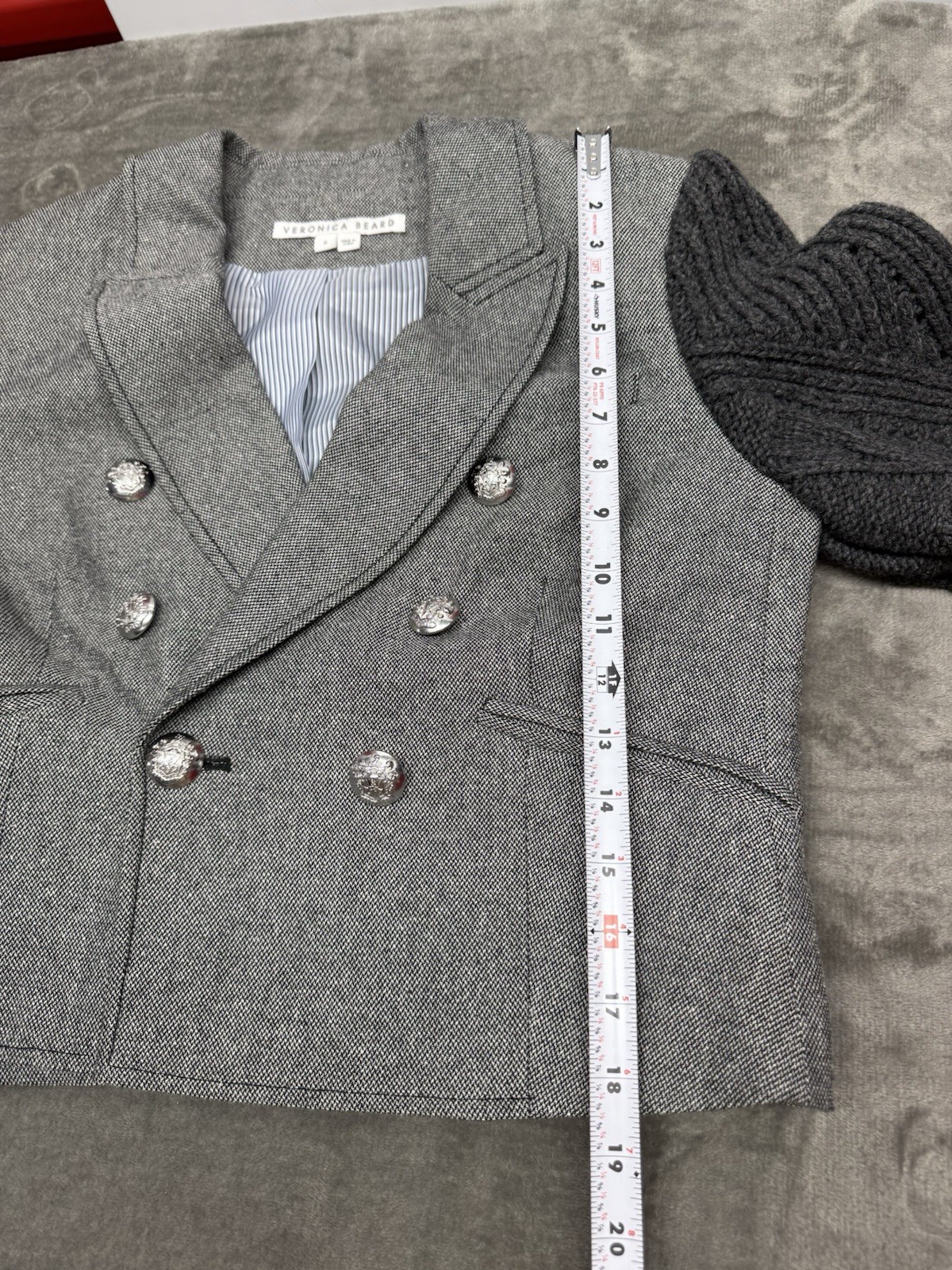 Veronica Beard Eamon Mixed Media Jacket Grey Size… - image 8