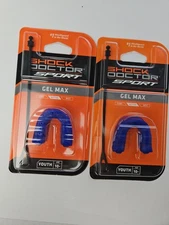 2 SHOCK DOCTOR GEL MAX CLASSIC FIT Youth Mouthguards Blue Brand New (B)