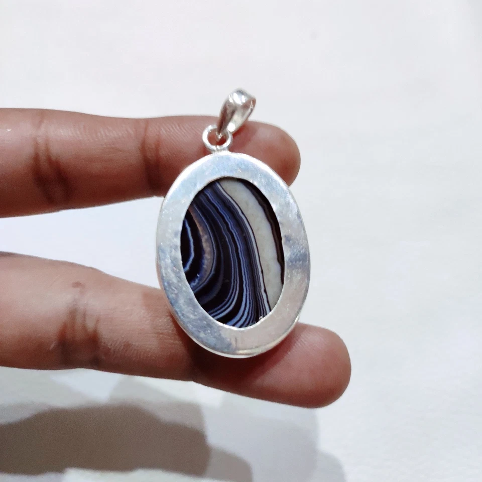 Ciondolo pietra preziosa agata argento sterling 925 ciondolo fatto a mano aga... - Immagine 3 di 4