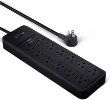 Heavy-Duty Surge Protector Power Strip - 4000 Joules, 12 Outlets, 8ft Cord
