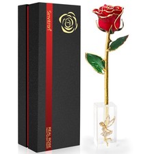 Gold Dipped Rose   Eternal Real Preserved Rose in Resin, Romantic Birthday Gi...