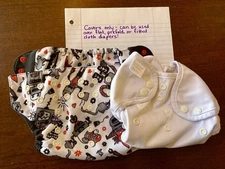 2 Reusable Cloth Diaper Covers Flip One Size and Cloth-eez Wrap Size Two GUC