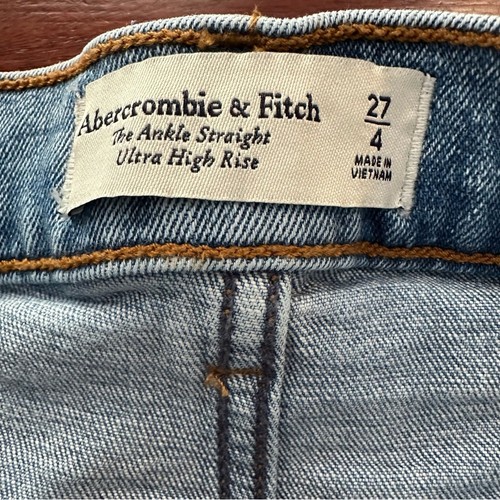 Abercrombie & Fitch Jeans The Ankle Straight Ultra High Rise Raw Hem 27 / 4 Blue - Picture 6 of 11