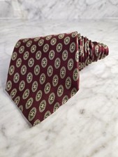 NWOT Roundtree & Yorke Men's Necktie Burgundy/Gold 100% Silk Tie Made In USA