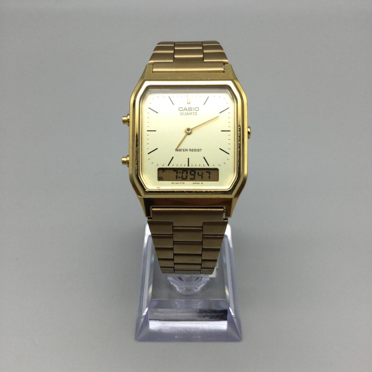 Lexus 砂時計型置時計 ゴールド Casio 5154 AQ-230 Mens Watch 29mm Gold Tone Analog Digital Water