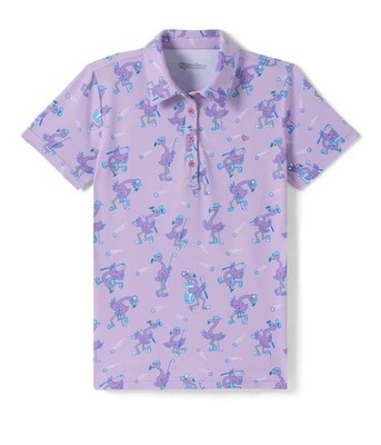 Tipsy Elves Polo Shirt Womens 2x Golf Flamingo Fiasco Short Sleeve Lavender 2xl