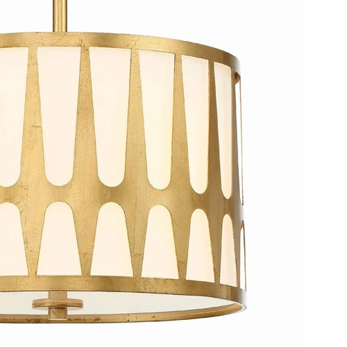 Crystorama Royston 15" Wide Antique Gold Drum Pendant Light - Picture 5 of 6