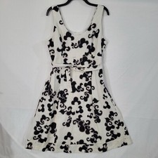 Oxmo Women Black/White  Midi Dress w/ Matching Belt Sleeveless Size L