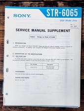 Sony STR-6065 Receiver Supp. Service Manual *Original*  			