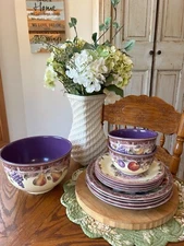 12 Piece Fruit Medley Melamine Dinnerware Set 8 Plates, Serving Bowls XL Platter