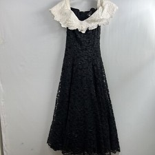 Cachet Bari Protas 80s Maxi Dress Women lace Black Rockabilly Whimsygoth size 10