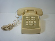 AT T 100 Vintage Touch Tone Push Button Desk Phone Beige Dial or Pulse Feature