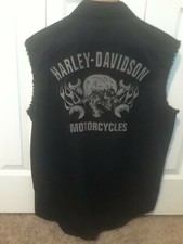 HARLEY DAVIDSON Skull, Mechanic Shirt MEDIUM Garage MOTORCYCLES Embroidered