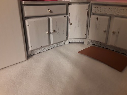 Miniature Dollhouse Furniture lot Kitchen Sink Stove Frig Food 1:12 pink white - Picture 8 of 12