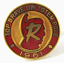 Vintage AMC Rambler Hudson Dealer Pin Enamel Salesman Top on the Totem Pole 1961