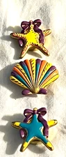 Three Decorative button Covers- SHells and Stars