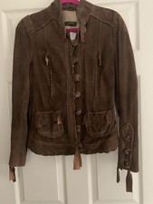 Standout Gimo’s Goat Suede Unique Button Detail Jacket Sz. 44 Us 8 Nwt Italy