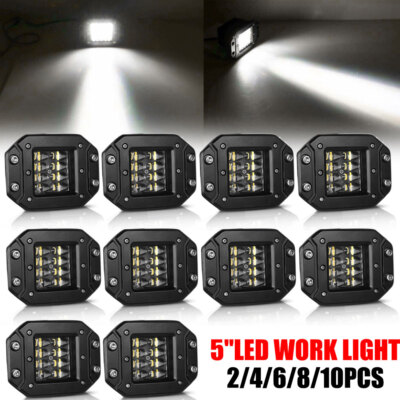5'' 300W Flush Mount LED Lights Pods Backup Reverse Rear Bumper Off Road 4WD