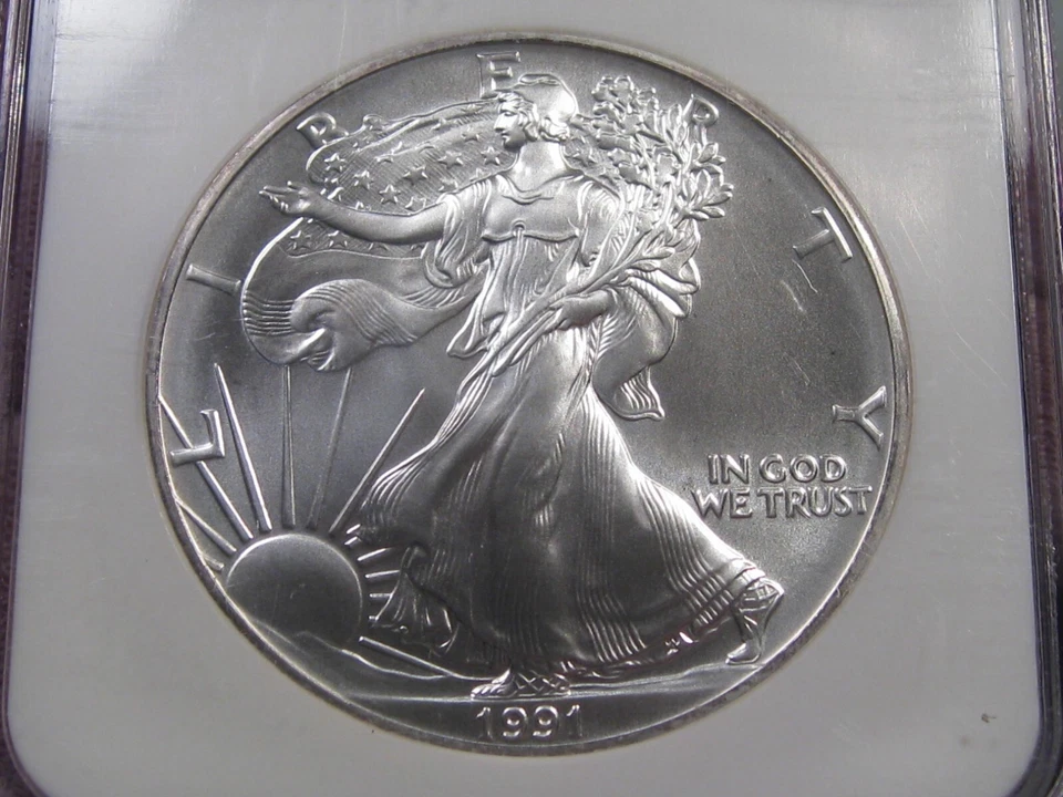 Meglio Periodo Bu 1991 Argento American Eagle NGC MS69. #25 - Immagine 2 di 4