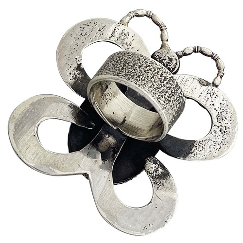 Roy Tracy, Ring, Butterfly, Kingman Turquoise, Tufa, Silver, Navajo Handmade, 6 - Picture 3 of 3