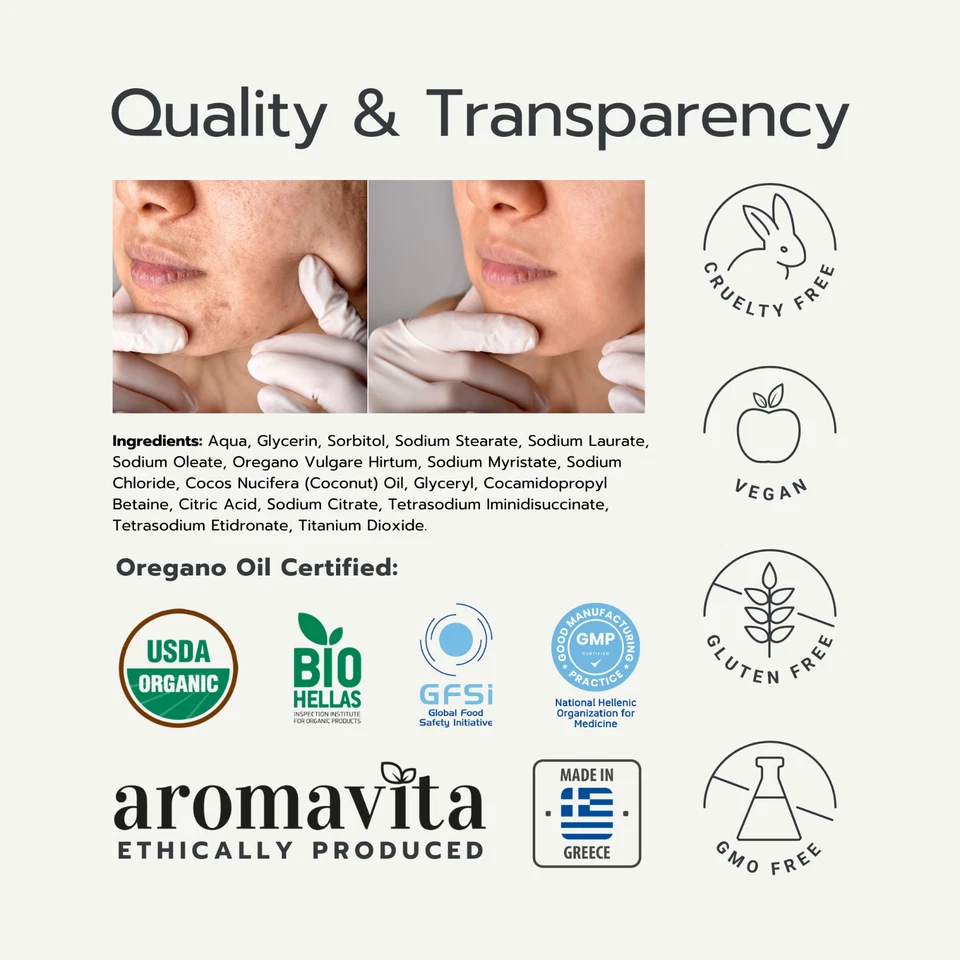 Jabón Aromavita Control Acné con Aceites de Orégano y Argán Piel Limpia y Suave Natural Foto 4 de 4