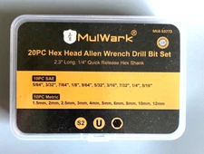 MulWark Hex Head Allen Wrench Drill Bit Set MLK-53773, 10pcSAE/10pcMETRIC