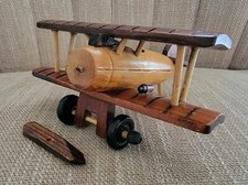 Handmade Wooden Toy Airplane Biplane Plane Propeller Broken Propeller