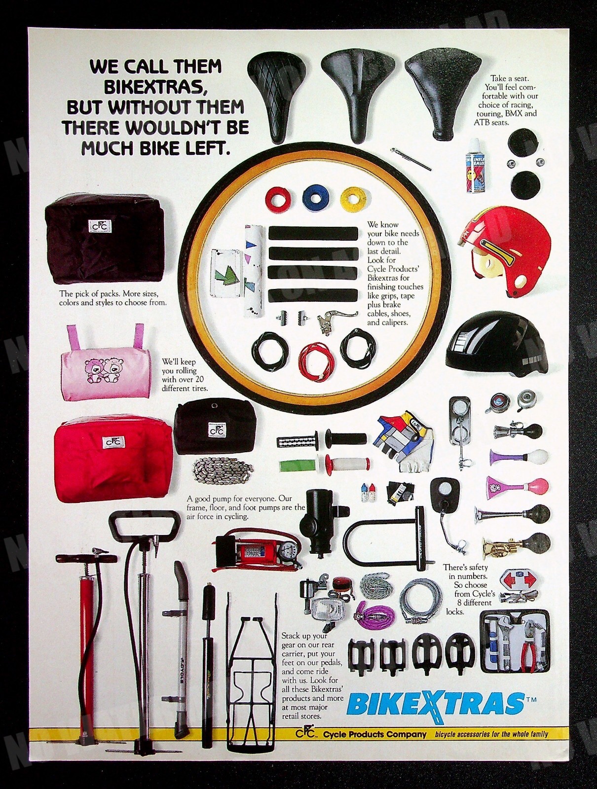 BikeXtras Bicycle Accessories 1989 Trade Print Magazine Ad Poster