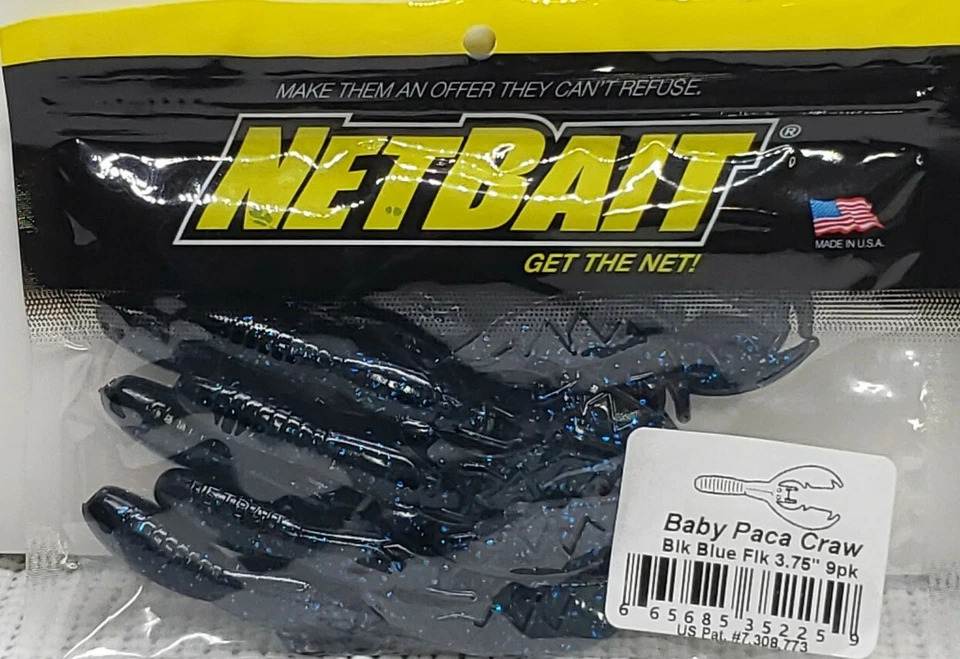 Lote de 2 Paquetes NEGRO AZUL Escamas NetBait Bebé Paca Craws Plástico Suave Craw Cebos Foto 3 de 4