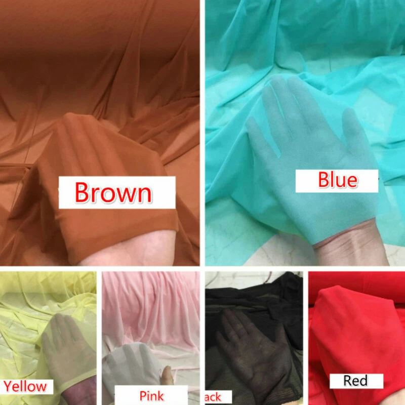 4 Way Stretch Mesh Fabric Net Cloth Sheer Elastane Swimwear Lining Material DIY - Image 2 of 4