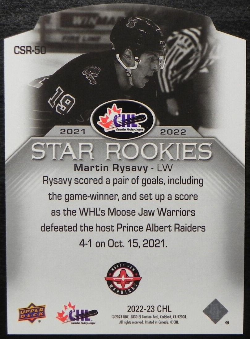 2022-23 22/23 Upper Deck CHL Star Rookies CSR-50 Martin Rysavy Moose Jaw Warrior