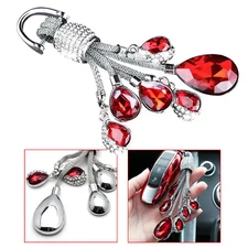 Flaming Hot Red Rhinestone Crystal Water-Drop Diamond Car Home Keychain Keyring