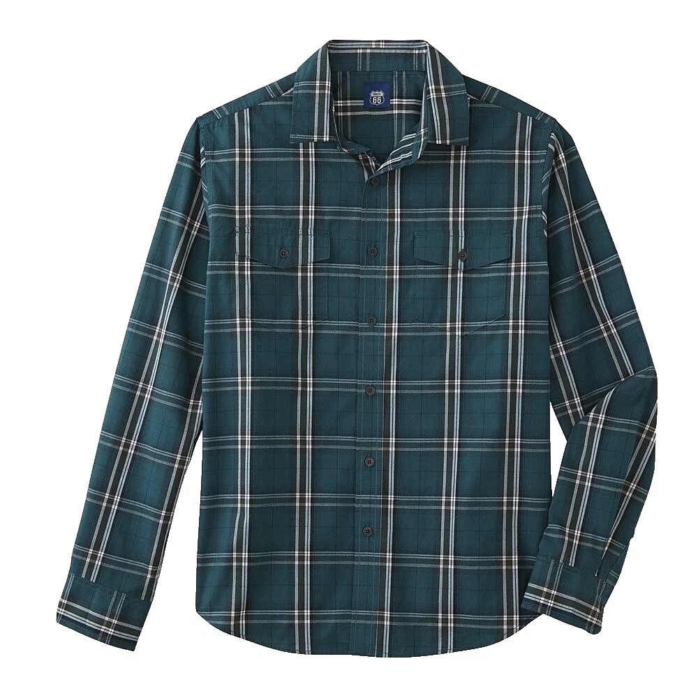 Camisas para hombre Route 66 informales de algodón abotonadas