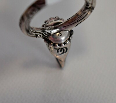 NEW GUCCI ANGRY FOREST EAGLE HEAD .925 STERLING SILVER Ring IT9 11