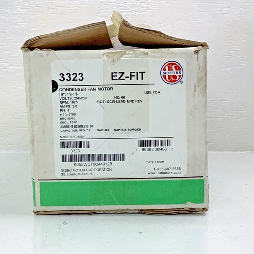 1/3-1/6 hp 1075 RPM 1-Speed 208-230V; 5.6" Condenser Motor Nidec # 3323