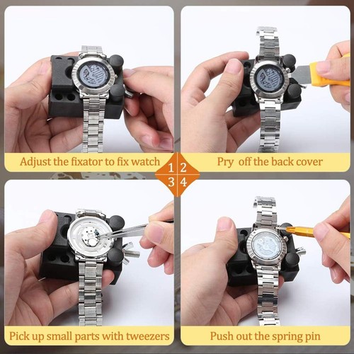 Watch Repair Kit, Watch Band Strap Link Pins Remover Repair Tool Set,Watch Batte - Picture 5 of 8