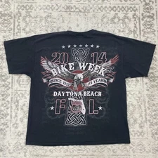 Vintage Hot Leathers T Shirt Y2K Black Biker Motorcycle Short Sleeve Size XL