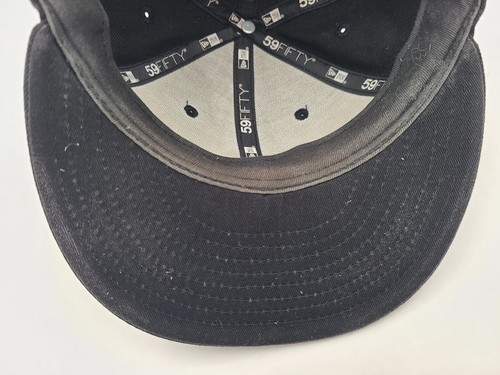 Boston Red Sox New Era 59Fifty Distressed Fitted 7 Hat Cap Black White *FLAWS* - Imagen 15 de 17
