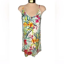 One Clothing Los Angeles Tropical Print Spaghetti Strap Midi Dress Size Medium