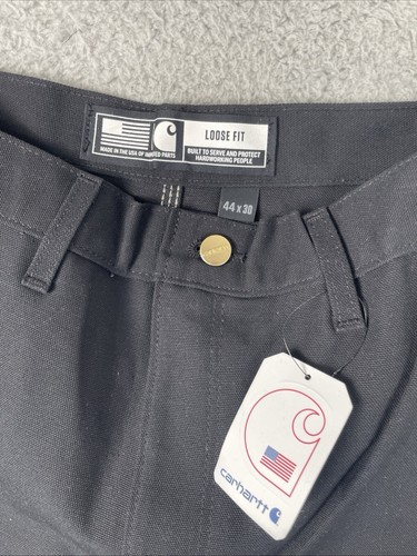 Carhartt B01-M Duck Work Pants Mens 44x30 Black Loose Fit Double Knee Utility - Picture 2 of 7