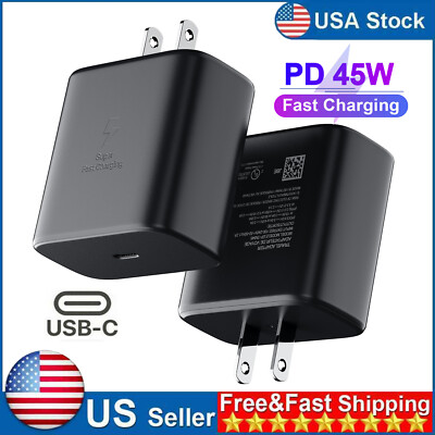 2 PACK 45W Type USB C Super Fast Wall Charger For Samsung S21 S22 Ultra S22+ S23