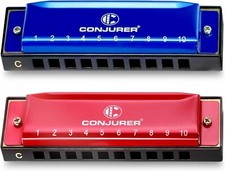 CONJURER 10Hole Diatonic Harmonica Set Key of C Mouth Organ Blues Harmonica Set