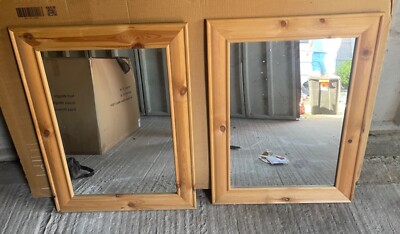 Neuer Kiefer gerahmter Spiegel mit abgeschrägten Kanten x2 