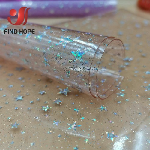 Sparkle iridescent Holographic PVC Vinyl Star Fabric DIY Bow Craft Material A4 - Picture 8 of 16